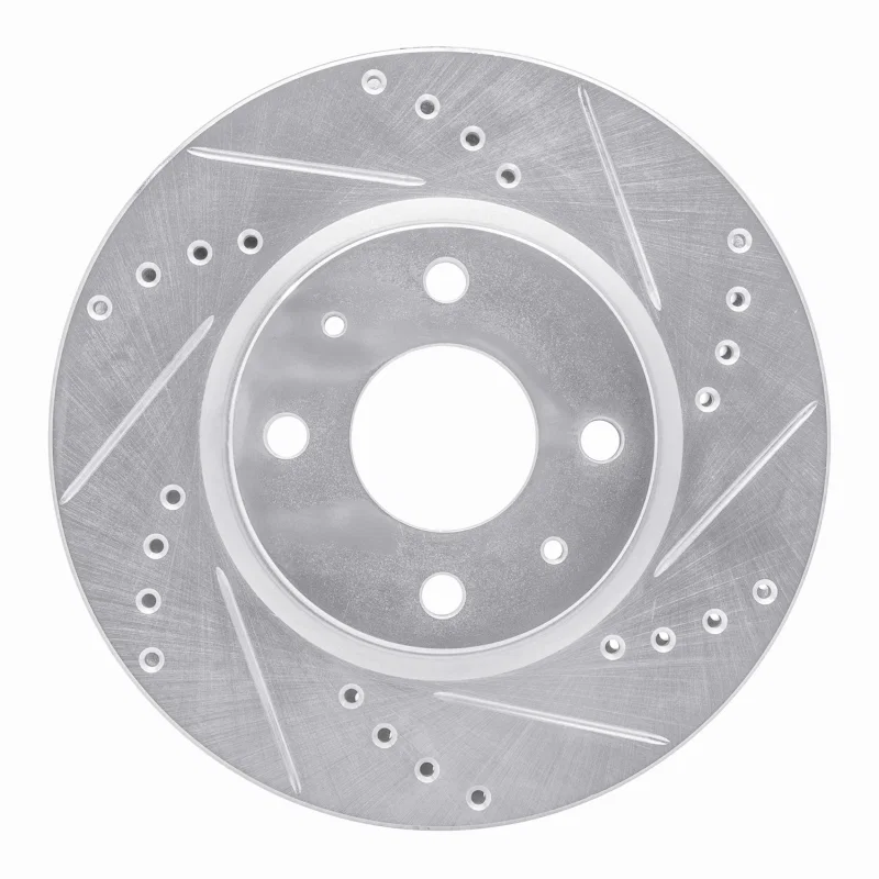 R1 Concepts 631-64001R, R1 63-79 Austin Healey Sprite Front Right Drilled & Slotted Silver Brake Rotor
