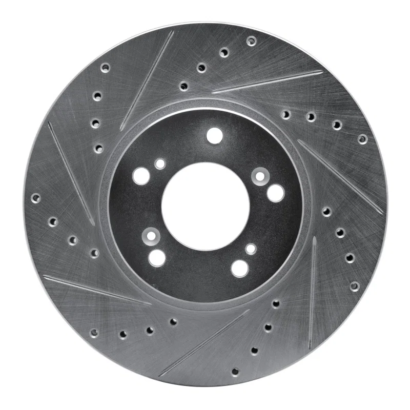 R1 Concepts 631-58015L, R1 99-04 Acura RL Front Left Drilled & Slotted Silver Brake Rotor