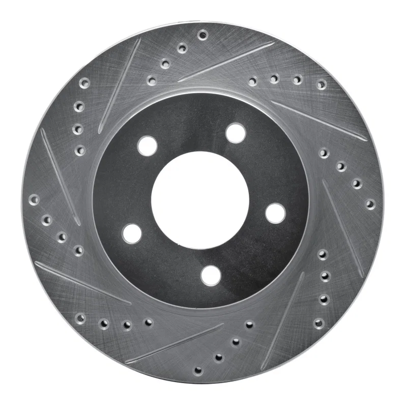 R1 Concepts 631-40017L, R1 98-00 Chrysler LHS Front Left Drilled & Slotted Silver Brake Rotor