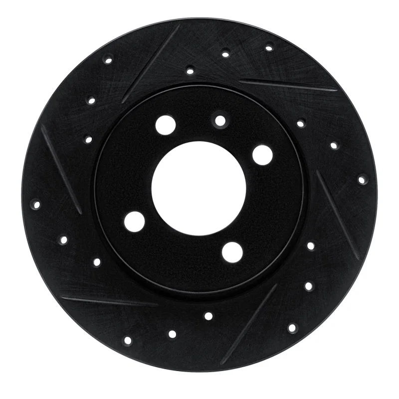 R1 Concepts 633-74013L, R1 84-97 Audi Coupe Front Left Drilled & Slotted Black Brake Rotor