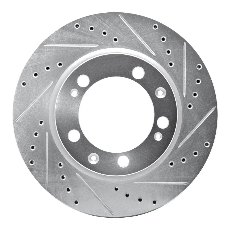 R1 Concepts 631-02010D, R1 86-91 Porsche 928 Left Front Drilled & Slotted Silver Brake Rotor
