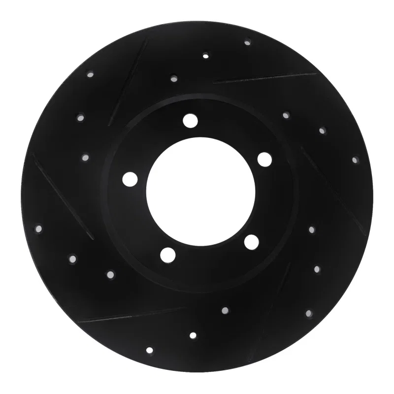 R1 Concepts 633-76092L, R1 75-83 Toyota Pickup Front Left Drilled & Slotted Black Brake Rotor
