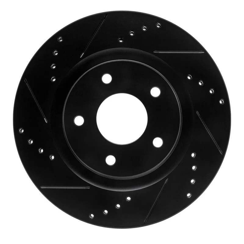 R1 Concepts 633-67100L, R1 11-19 Nissan Sentra Front Left Drilled & Slotted Black Brake Rotor