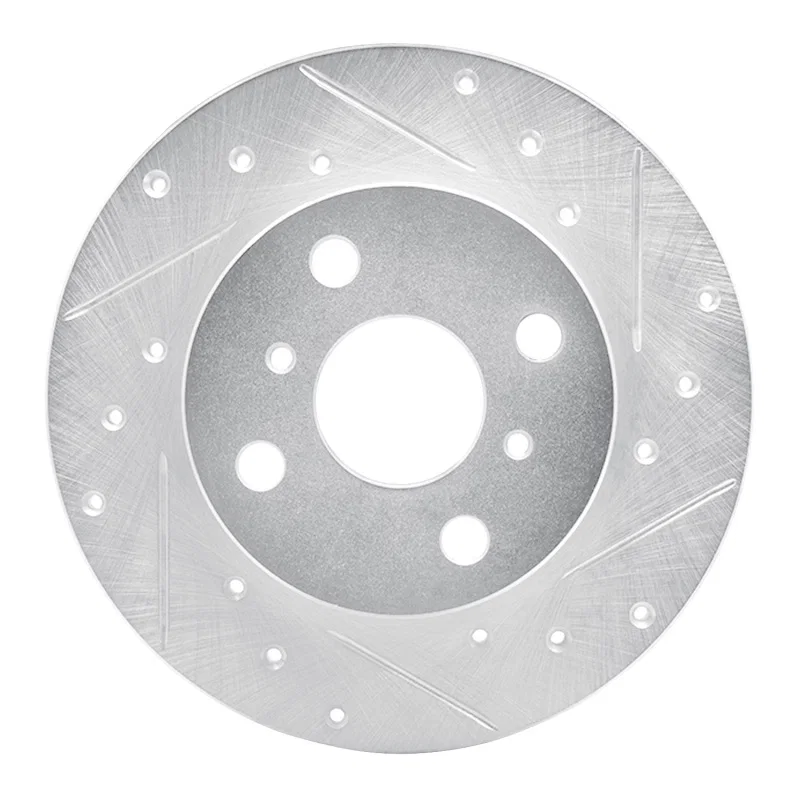 R1 Concepts 631-76022R, R1 84-88 Chevrolet Nova Front Right Drilled & Slotted Silver Brake Rotor