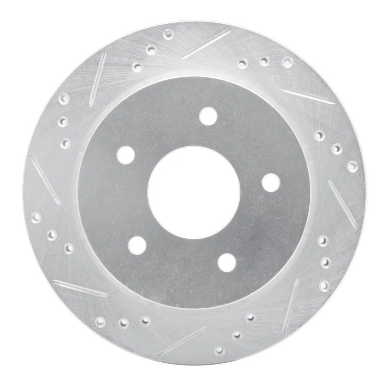 R1 Concepts 631-48032L, R1 97-05 Chevrolet S10 Rear Left Drilled & Slotted Silver Brake Rotor