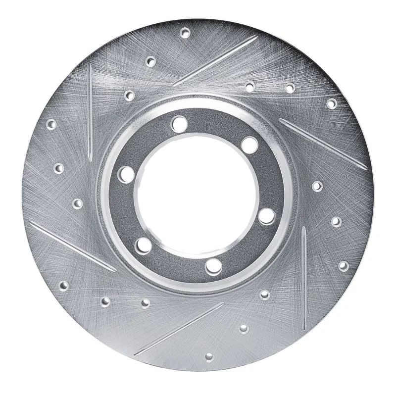 R1 Concepts 631-72047L, R1 79-86 Dodge Ram 50 Front Left Drilled & Slotted Silver Brake Rotor