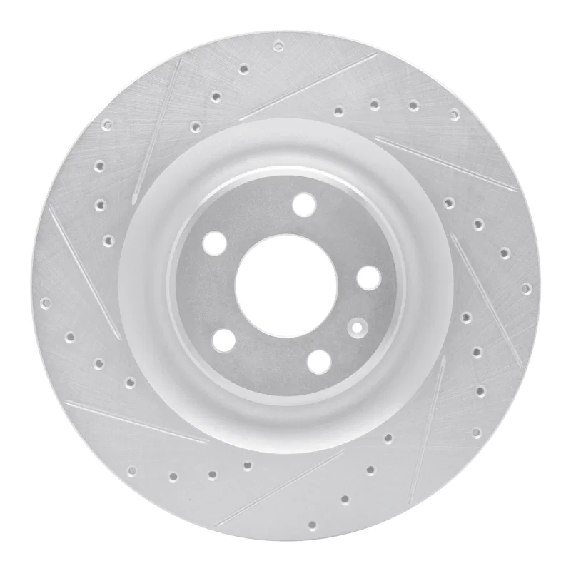 R1 Concepts 631-73079L, R1 17-25 Audi e-Tron S Rear Left Drilled & Slotted Silver Brake Rotor