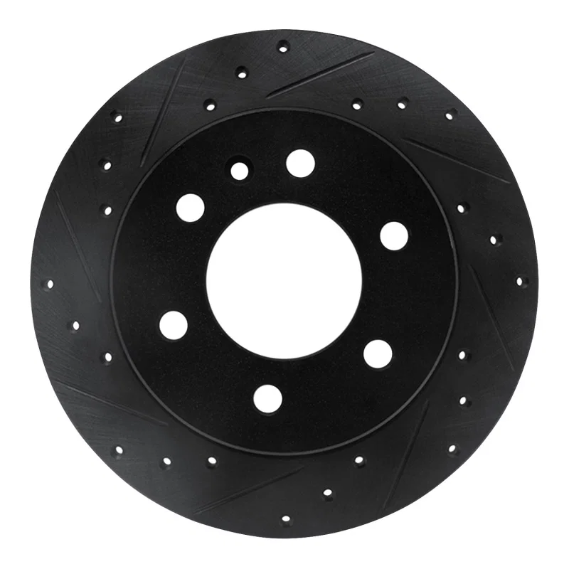 R1 Concepts 633-40044L, R1 06-18 Dodge Sprinter 2500 Rear Left Drilled & Slotted Black Brake Rotor