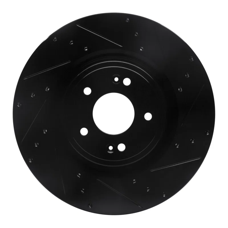 R1 Concepts 633-21038R, R1 18-22 Genesis G70 Front Right Drilled & Slotted Black Brake Rotor