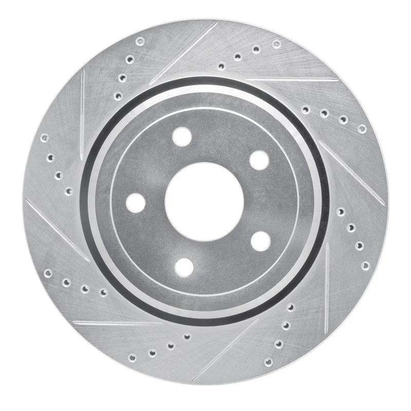 R1 Concepts 631-42008L, R1 12-25 Dodge Durango Rear Left Drilled & Slotted Silver Brake Rotor