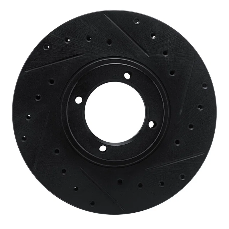 R1 Concepts 633-76097R, R1 84-85 Toyota Van Front Right Drilled & Slotted Black Brake Rotor