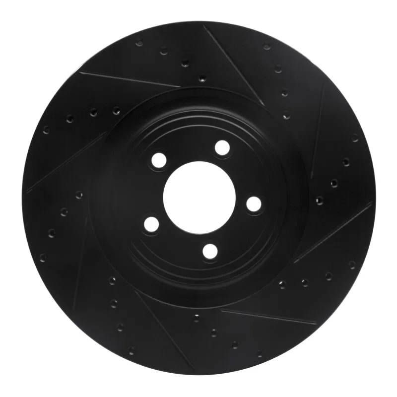 R1 Concepts 633-20020R, R1 06-21 Jaguar F-Type Front Right Drilled & Slotted Black Brake Rotor
