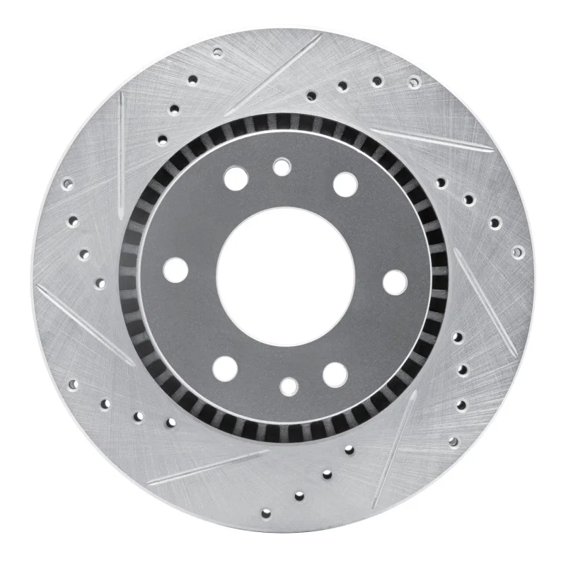 R1 Concepts 631-48052L, R1 06-09 Buick Rainier Front Left Drilled & Slotted Silver Brake Rotor