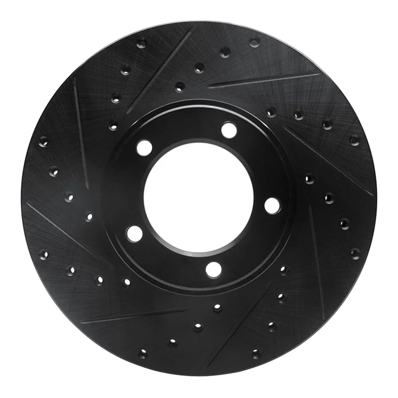 R1 Concepts 633-20001L, R1 71-97 Jaguar Vanden Plas Front Left Drilled & Slotted Black Brake Rotor