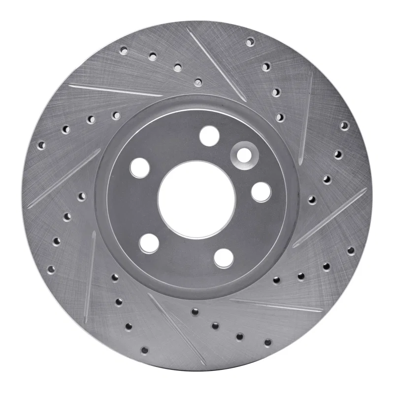 R1 Concepts 631-27041L, R1 07-18 Land Rover Range Rover Evoque Front Left Drilled & Slotted Silver Brake Rotor