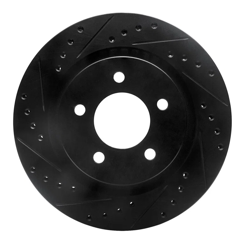 R1 Concepts 633-40019L, R1 99-04 Chrysler 300M Front Left Drilled & Slotted Black Brake Rotor
