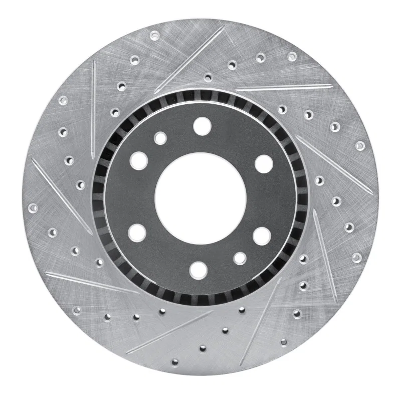 R1 Concepts 631-48046L, R1 02-09 Buick Rainier Front Left Drilled & Slotted Silver Brake Rotor