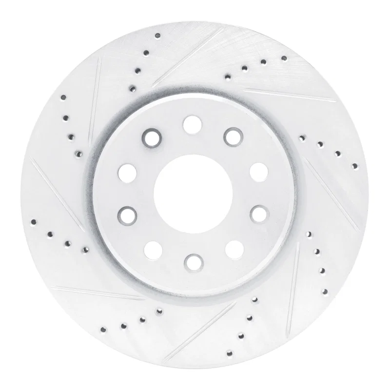 R1 Concepts 631-42046L, R1 22-25 Jeep Grand Cherokee Front Left Drilled & Slotted Silver Brake Rotor