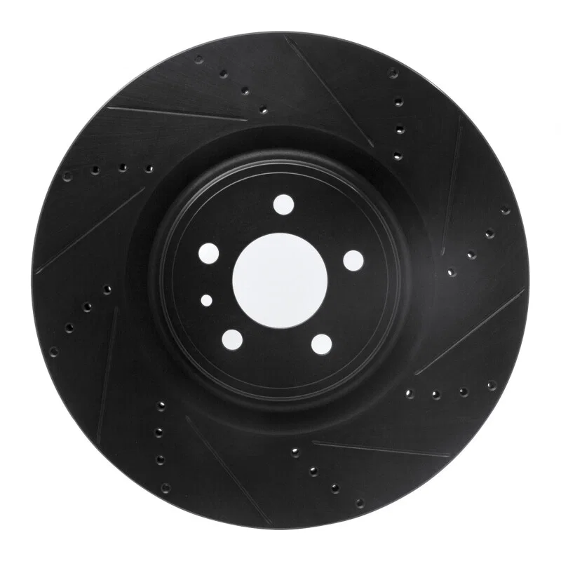 R1 Concepts 633-54071R, R1 13-14 Ford Mustang Front Right Drilled & Slotted Black Brake Rotor