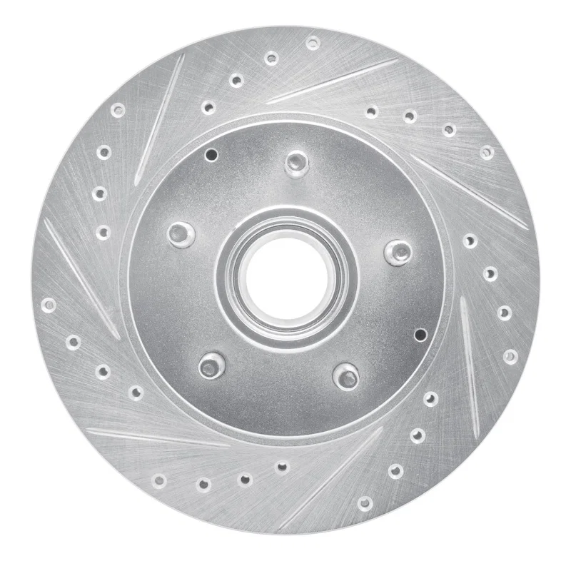 R1 Concepts 631-48025L, R1 93-95 Chevrolet G10 Front Left Drilled & Slotted Silver Brake Rotor
