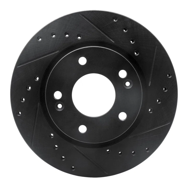 R1 Concepts 633-03023R, R1 07-10 Hyundai Elantra Front Right Drilled & Slotted Black Brake Rotor