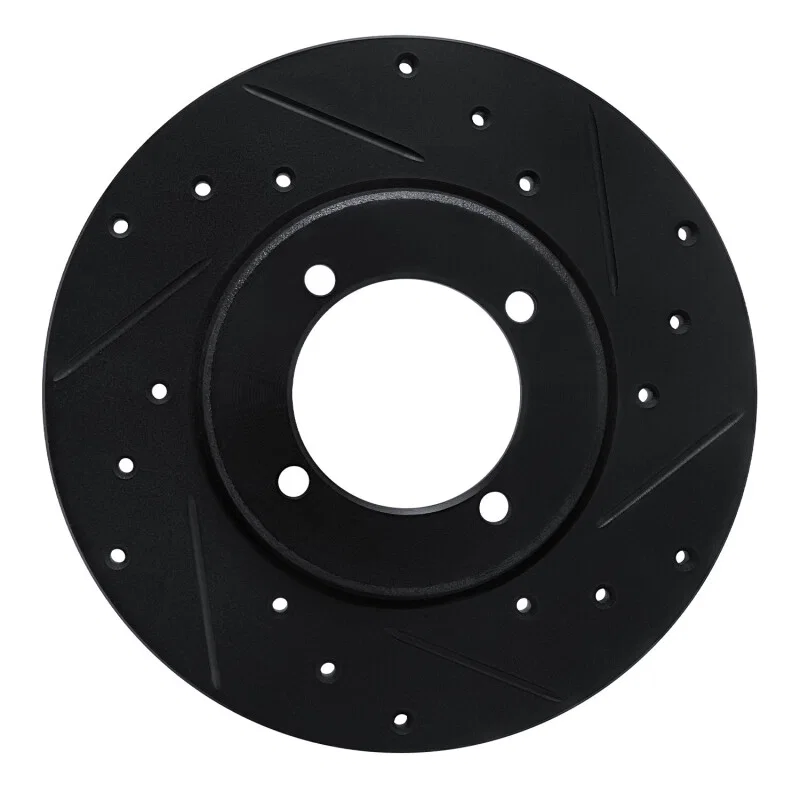 R1 Concepts 633-40000R, R1 78-83 Dodge Colt Front Right Drilled & Slotted Black Brake Rotor