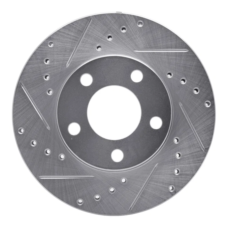 R1 Concepts 631-54033L, R1 94-04 Ford Mustang Front Left Drilled & Slotted Silver Brake Rotor