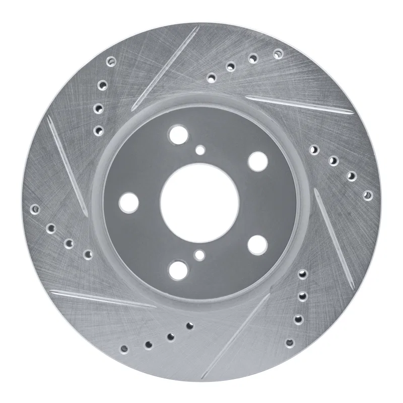 R1 Concepts 631-75005L, R1 92-10 Lexus IS300 Front Left Drilled & Slotted Silver Brake Rotor
