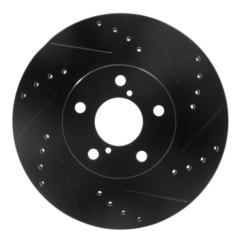 R1 Concepts 633-13009R, R1 90-16 Saab 9-2X Front Right Drilled & Slotted Black Brake Rotor
