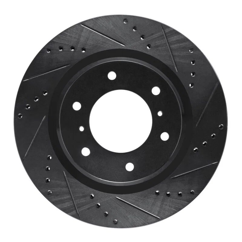 R1 Concepts 633-92007R, R1 08-17 Mitsubishi Montero Limited (Mexico) Front Right Drilled & Slotted Black Brake Rotor