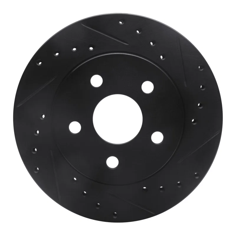 R1 Concepts 633-40010R, R1 91-92 Dodge Monaco Front Right Drilled & Slotted Black Brake Rotor