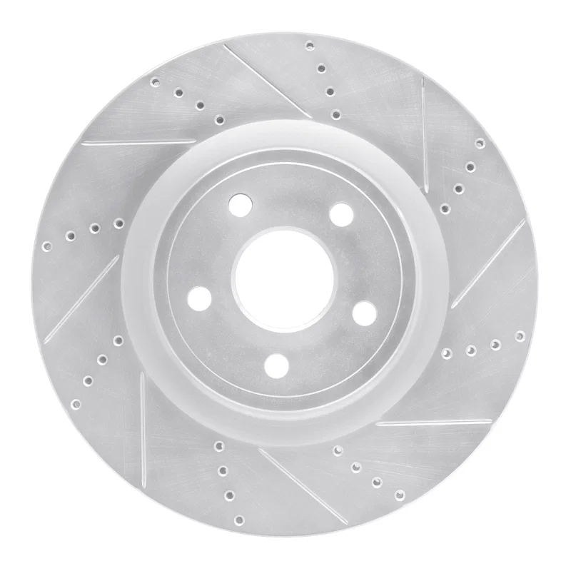R1 Concepts 631-42009R, R1 2012-2025 Dodge Durango Front Right Drilled & Slotted Silver Brake Rotor