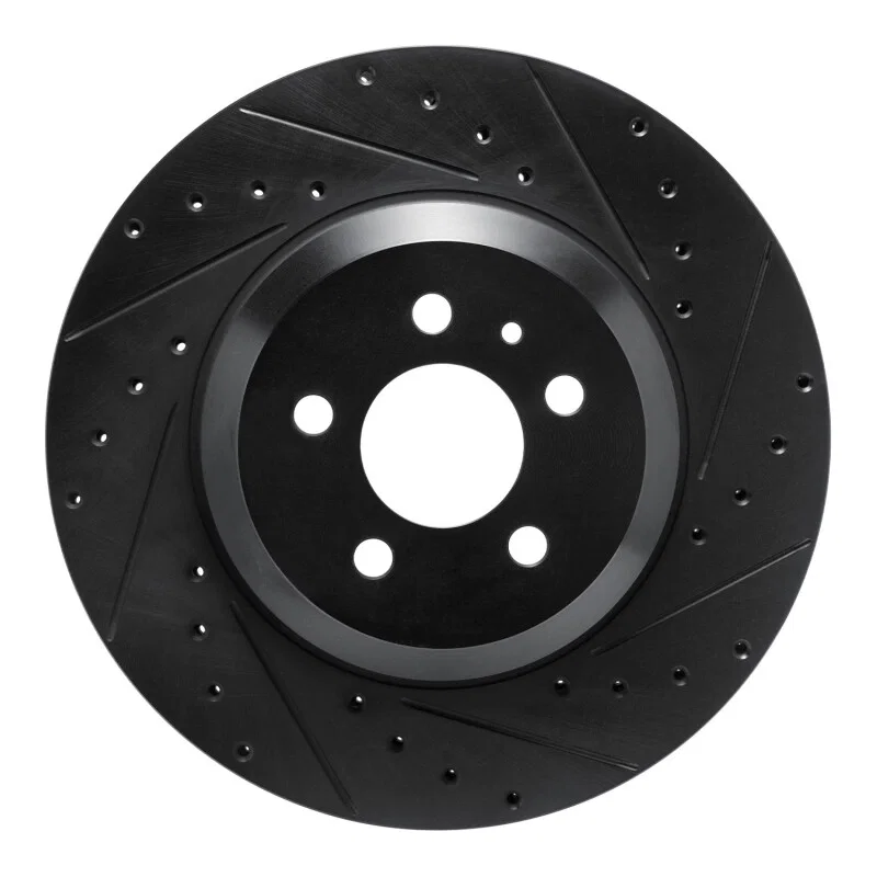 R1 Concepts 633-26004R, R1 17-25 Tesla Model 3 Front Right Drilled & Slotted Black Brake Rotor