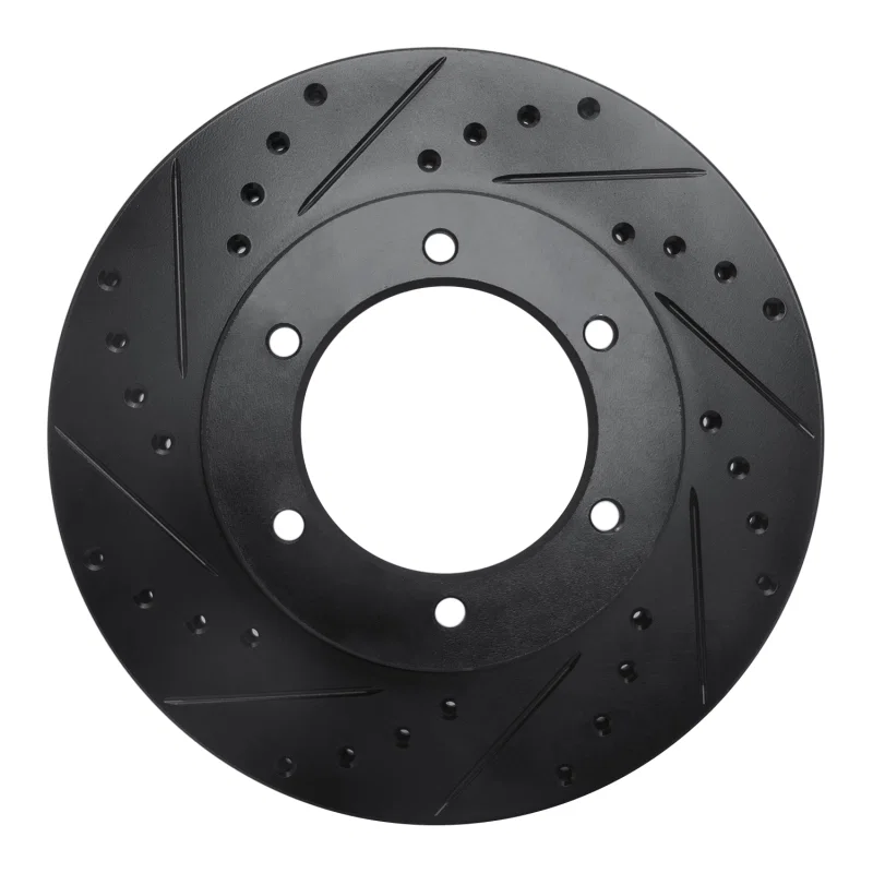 R1 Concepts 633-76115L, R1 91-98 Toyota 4Runner Front Left Drilled & Slotted Black Brake Rotor