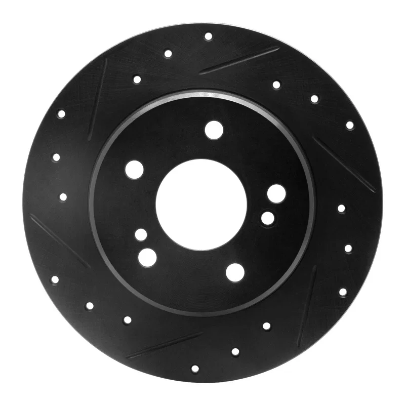 R1 Concepts 633-63013L, R1 87-15 Chrysler Crossfire Rear Left Drilled & Slotted Black Brake Rotor