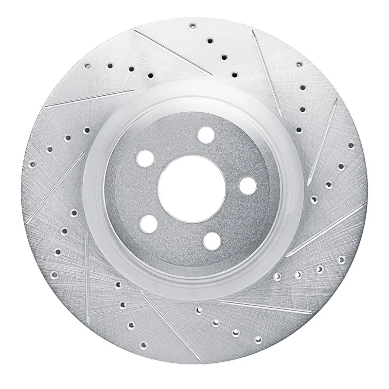 R1 Concepts 631-54274R, R1 19-24 Ford Edge Front Right Drilled & Slotted Silver Brake Rotor