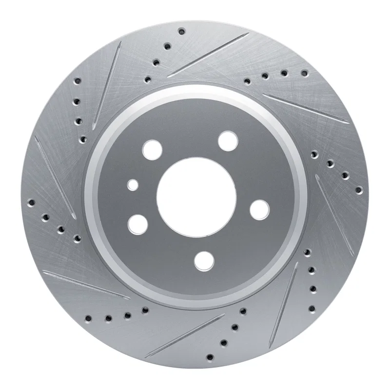 R1 Concepts 631-26005L, R1 17-25 Tesla Model 3 Rear Left Drilled & Slotted Silver Brake Rotor