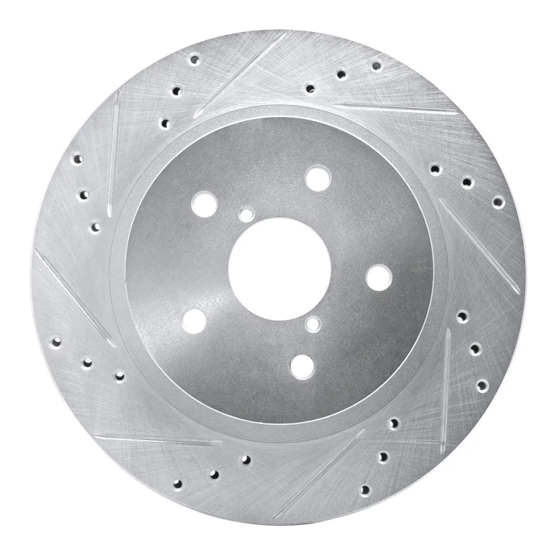 R1 Concepts 631-13028L, R1 2015-2025 Subaru Outback Rear Left Drilled & Slotted Silver Brake Rotor