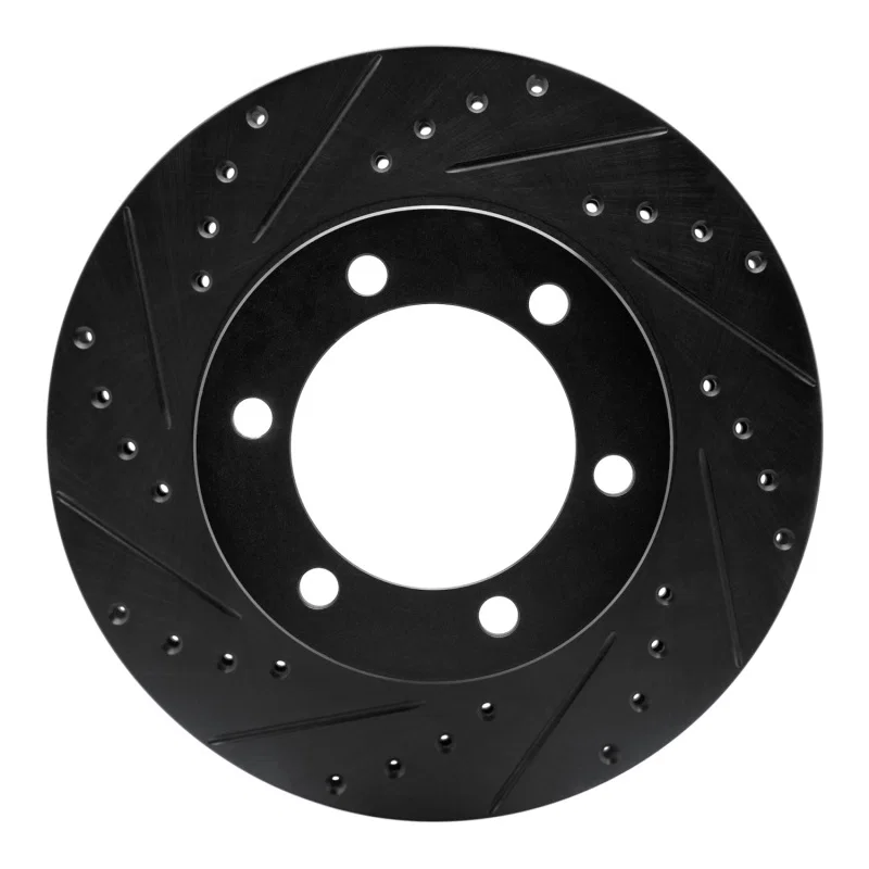 R1 Concepts 633-76123L, R1 95-04 Toyota 4Runner Front Left Drilled & Slotted Black Brake Rotor