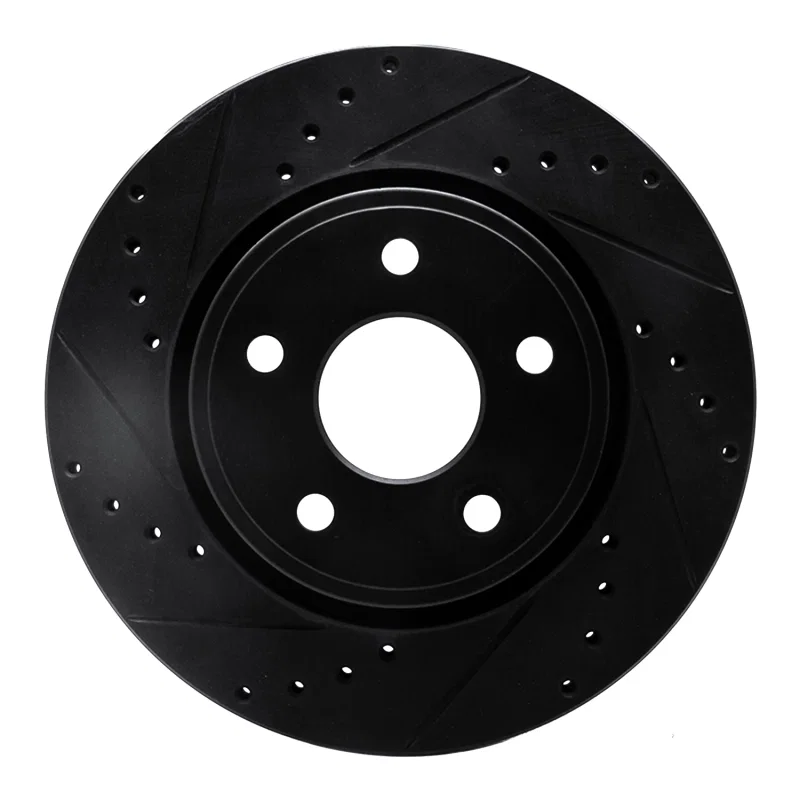 R1 Concepts 633-42000L, R1 05-10 Jeep Commander Front Left Drilled & Slotted Black Brake Rotor