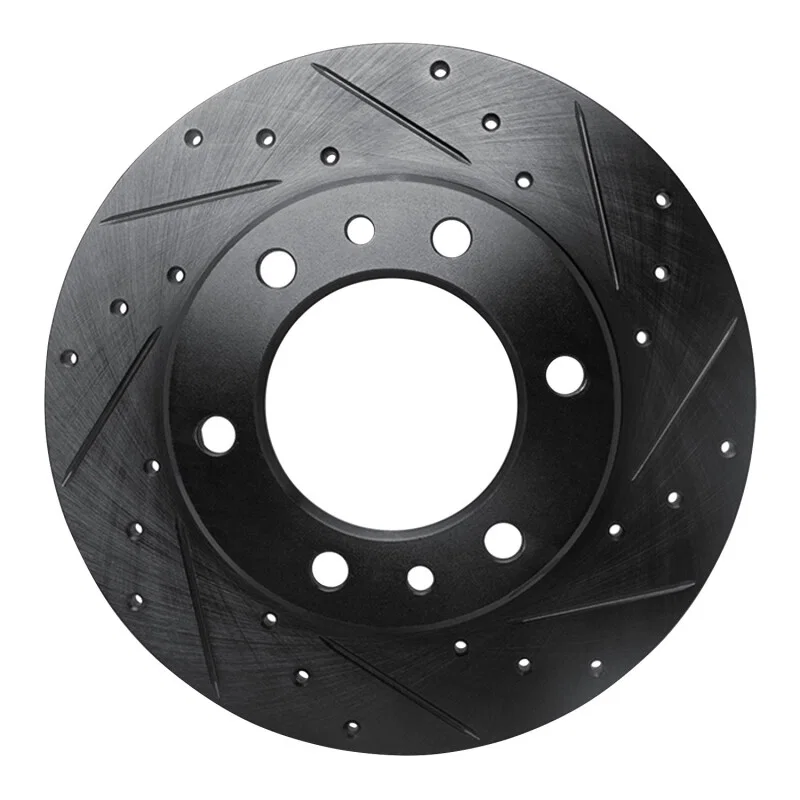 R1 Concepts 633-76095R, R1 81-85 Toyota 4Runner Front Right Drilled & Slotted Black Brake Rotor