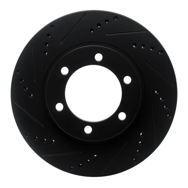 R1 Concepts 633-76126L, R1 03-09 Lexus GX470 Front Left Drilled & Slotted Black Brake Rotor