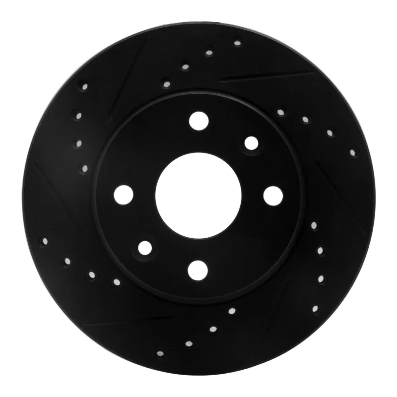 R1 Concepts 633-21005L, R1 94-00 Kia Spectra Front Left Drilled & Slotted Black Brake Rotor