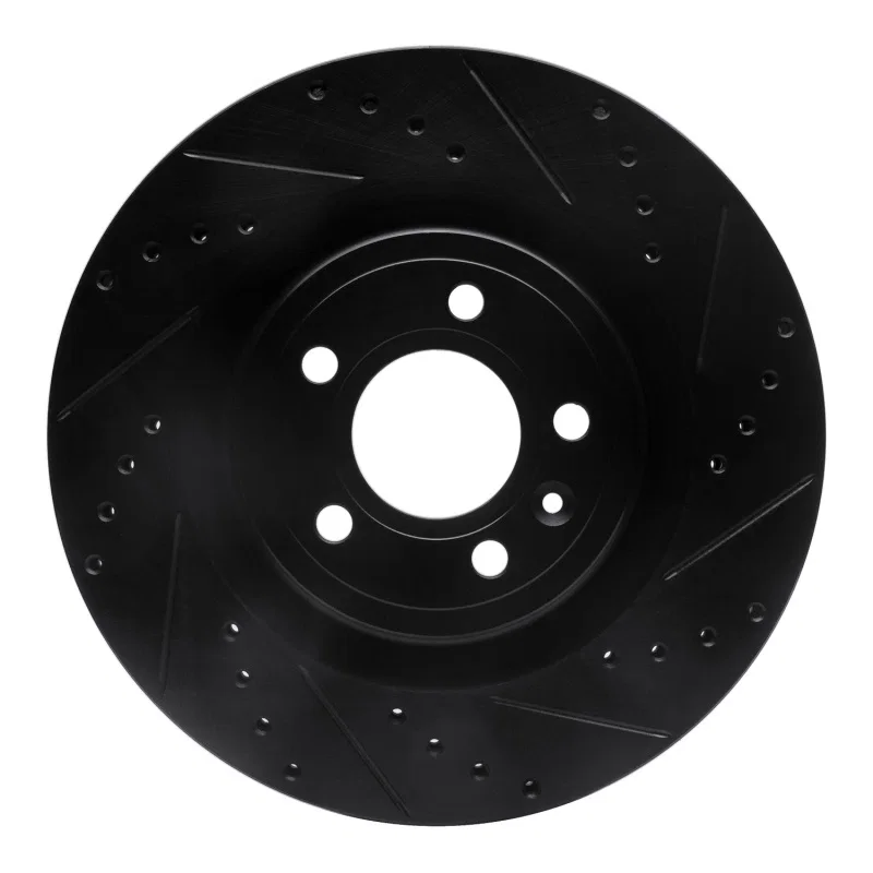 R1 Concepts 633-54065R, R1 11-14 Ford Mustang Front Right Drilled & Slotted Black Brake Rotor
