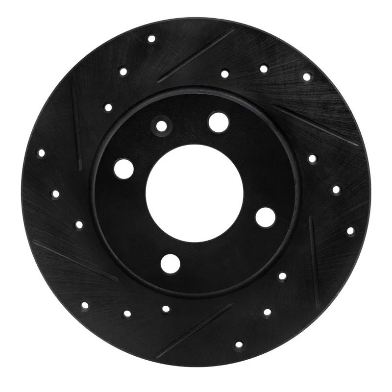 R1 Concepts 633-74000L, R1 73-05 Audi Fox Front Left Drilled & Slotted Black Brake Rotor