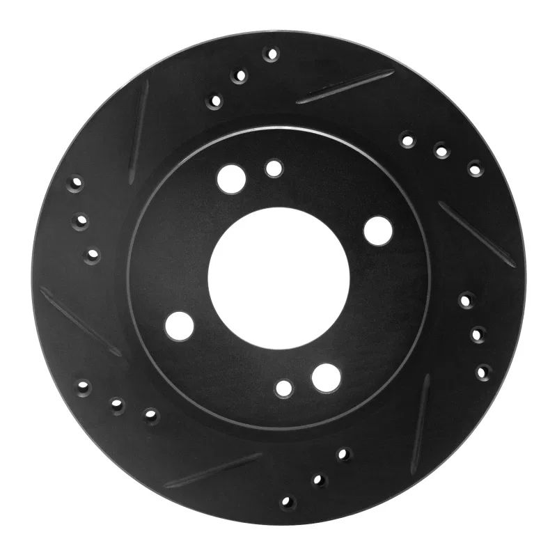R1 Concepts 633-72045L, R1 14-15 Mitsubishi Mirage Front Left Drilled & Slotted Black Brake Rotor