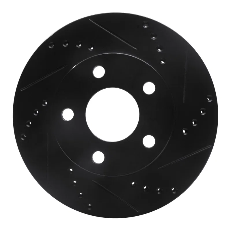 R1 Concepts 633-47028R, R1 97-05 Chevrolet Classic Front Right Drilled & Slotted Black Brake Rotor