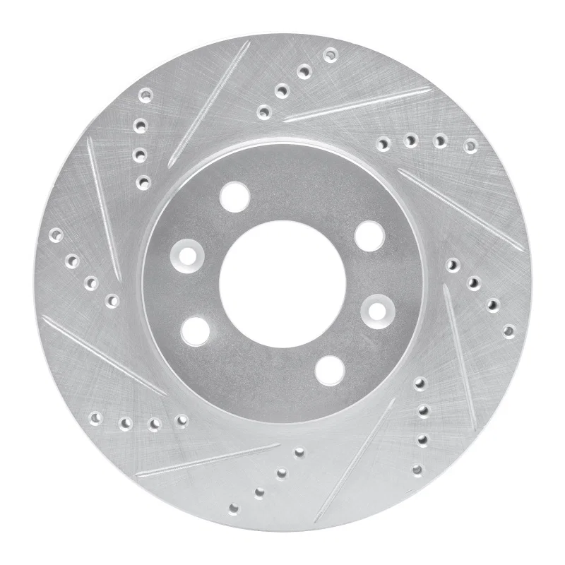 R1 Concepts 631-65007L, R1 88-98 Saab 9000 Front Left Drilled & Slotted Silver Brake Rotor