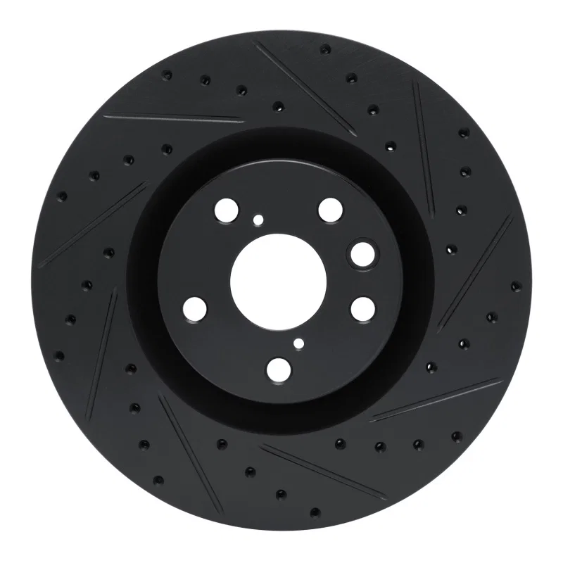 R1 Concepts 633-75055D, R1 11-25 Lexus IS200T Right Front Drilled & Slotted Black Brake Rotor