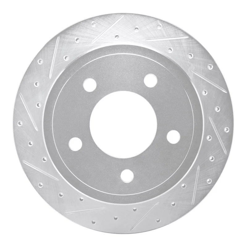 R1 Concepts 631-40097L, R1 03-03 Dodge Ram 1500 Van Rear Left Drilled & Slotted Silver Brake Rotor